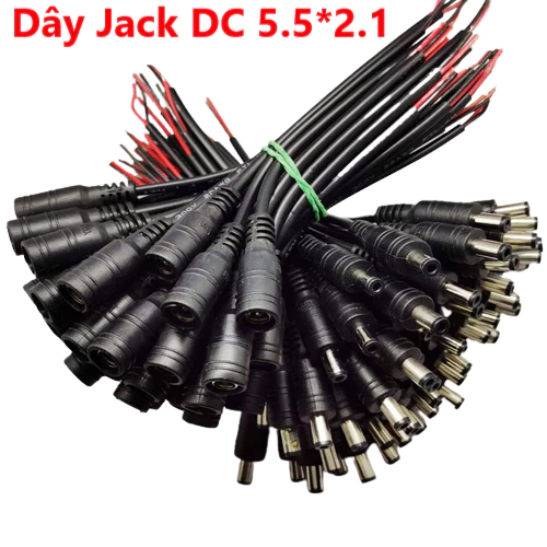 Jack nguồn DC Đực, Cái 5.5*2.1mm có dây dùng cho camera - Lõi dây đồng nguyên chất hàng xịn màu đen