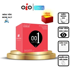 Bao cao su gân gai Juncai siêu mỏng 001, bcs nhiều gel bôi trơn Hộp 10 OiO VN