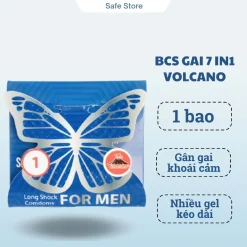 Bao cao su gai 7 in1 VOLCANO, bao cao su gân gai siêu mỏng kéo dài thời gian hộp 1 cái