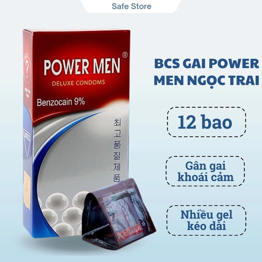 Bao cao su gai Power Men Ngọc Trai Cao Cấp, bao cao su bi gân gai kéo dài thời gian quan hệ