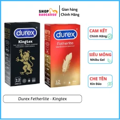 Combo 2 hộp bao cao su durex kingtex và bao cao su Durex Fetherlite chính hãng, siêu mỏng ôm sát shop bcs Hà Nội