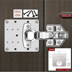 Miếng inox sửa bản lề tủ gỗ & thép và nhựa, nhôm. Tấm đệm sáng bóng chống rỉ cao cấp tặng kèm vít