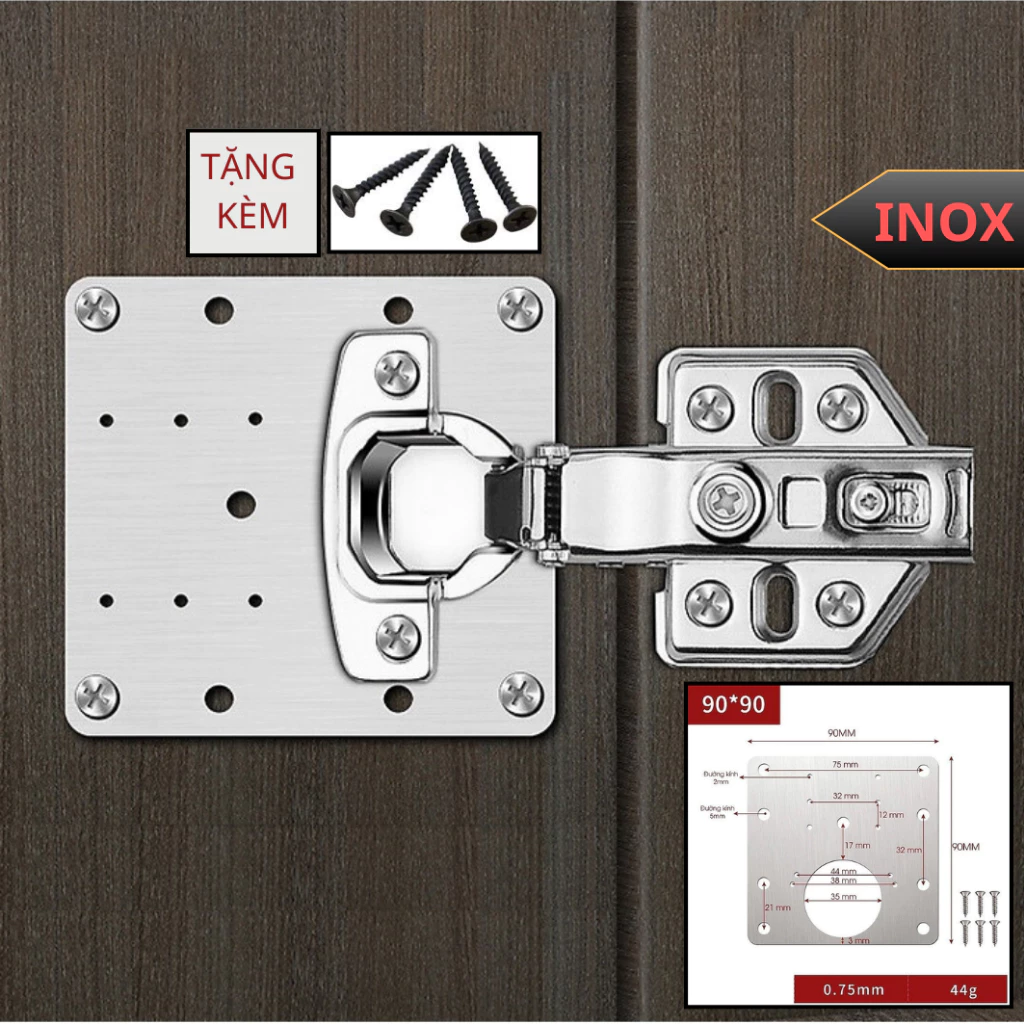 Miếng inox sửa bản lề tủ gỗ & thép và nhựa, nhôm. Tấm đệm sáng bóng chống rỉ cao cấp tặng kèm vít