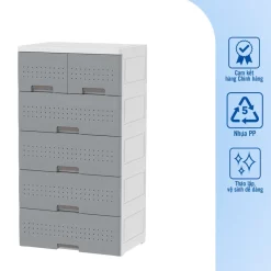 Tủ Tabi Diamond-L 5 ngăn, tủ nhựa Duy Tân cao cấp, sang trọng, tủ quần áo đa năng