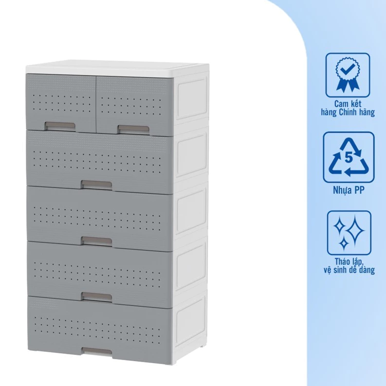 Tủ Tabi Diamond-L 5 ngăn, tủ nhựa Duy Tân cao cấp, sang trọng, tủ quần áo đa năng