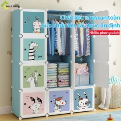 Tủ nhựa AISHA,Tủ Nhựa Để Quần Áo Lắp Ghép ,Tủ nhựa-tủ ghép ô có xéo thông minh tự lắp ráp, tủ nhựa