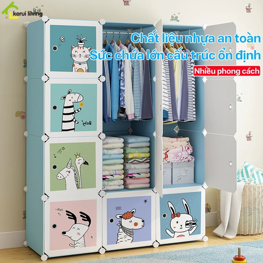 Tủ nhựa AISHA,Tủ Nhựa Để Quần Áo Lắp Ghép ,Tủ nhựa-tủ ghép ô có xéo thông minh tự lắp ráp, tủ nhựa