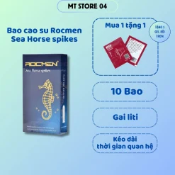 Bao cao su Rocmen xanh bạc hà, Bao cao su Gai nổi lớn, Hộp 10 bao