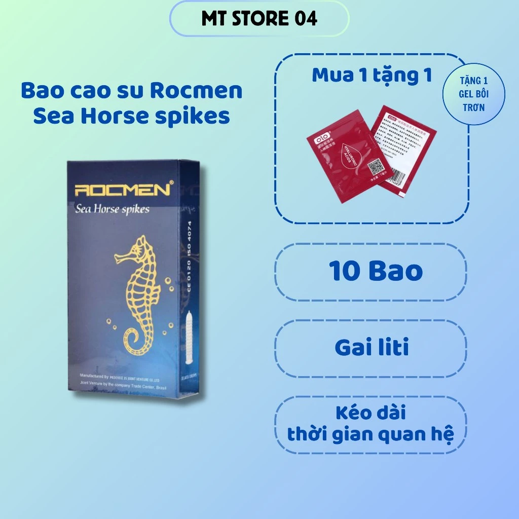 Bao cao su Rocmen xanh bạc hà, Bao cao su Gai nổi lớn, Hộp 10 bao