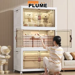 Tủ Nhựa Gấp Gọn Tủ nhựa đa năng gấp gọn tủ đựng đồ quần áo sơ sinh tủ nhựa đựng đồ 5 tầng Đi kèm với bánh xe