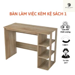 Bàn Làm Việc Bàn Để Máy Tính Lắp Ráp - Bàn Học Bằng Gỗ Cao Cấp Phối Kệ Sách 3 Tầng Đa Năng