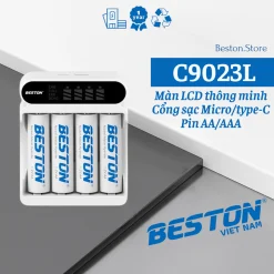 Combo sạc C9023L và pin AA AAA - Sạc thông ming, màn hình LCD - BESTON
