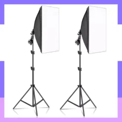 Đèn chụp ảnh, quay phim, Livestream kèm gậy 3 chân cao 2m1 softbox 50x70cm