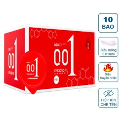 [3 & 10 Bao] Bao Cao Su OLO Zero One 0.01mm Đỏ Siêu Mỏng, Siêu Truyền Nhiệt