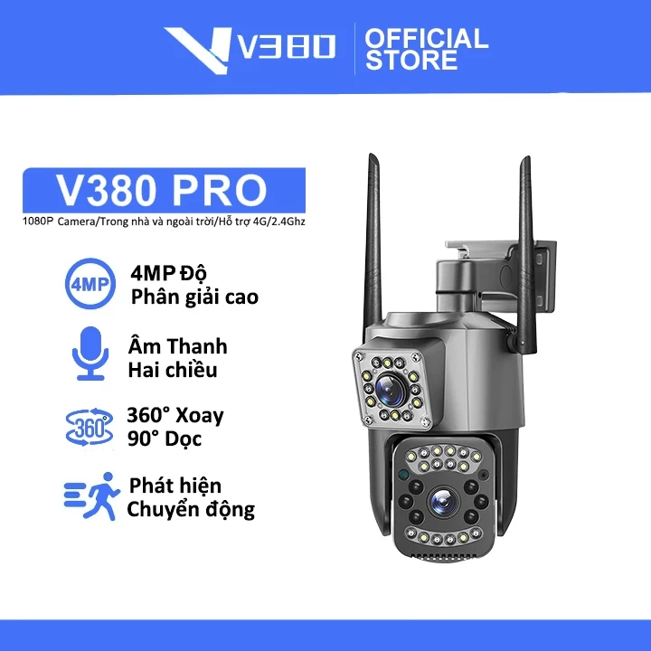 camera 2 mắt Ngoài trời chống nước 360 trong nhà an ninh IP ống kính kép V380 MAX 1080P HD