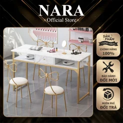 Bàn Làm Nail - Bàn Học - Bàn Makeup 1m, 1m2 Lắp Ráp Giả Loang Vân Đá - Thiết Kế Sang Trọng