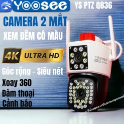Camera YooSee ngoài trời Siêu nét 2 mắt FullHD W836S - Góc rộng