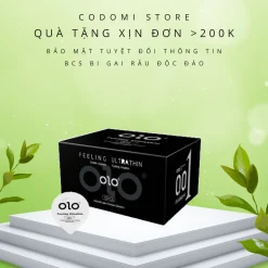 Bao cao su siêu mỏng nhiều gel bôi trơn, Kéo Dài Thời Gian - Bao cao su OL VÀNG 001 Lửa Băng Hộp 10 Cái