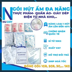 Gói hút ẩm NuDry Silicagel dùng cho thực phẩm tủ quần áo giày dép máy ảnh nhà kho đóng gói 1kg
