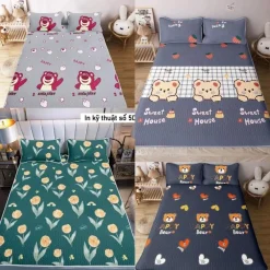 Chiếu Điều Hòa Tencel 5D 1m6,1m8,2m2 Bộ Chiếu Cao Su Non Tặng Kèm 2 Vỏ Gối Đầu Hàng Loại 1