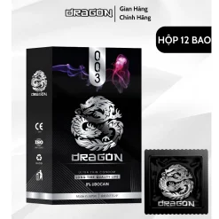 Bao Cao Su Hộp 12 Chiếc Dragon 003 Siêu Mỏng 8% Lidocain kéo dài thời gian quan hệ bao cao su Nhật Bản BSC ôm sát