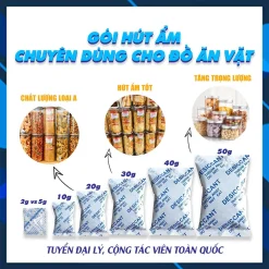 Túi hút ẩm thực phẩm Clay NU DRY dùng cho đồ ăn vặt đóng gói 500 gram