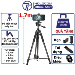 Tripod Điện Thoại Kiêm Chân Máy Ảnh 360 Độ 3 Chân Đa Năng, Điều Chỉnh Cao Thấp, Thiết Kế Chắc Chắn Cao 170cm