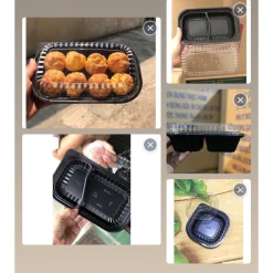 Set 50 Hộp nhựa đế đen - Đựng cơm, bánh dùng 1 lần (HT17, HT12)