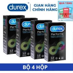 Bộ 4 hộp bao cao su Durex Performa hộp 12 chiếc cam kết giá tốt