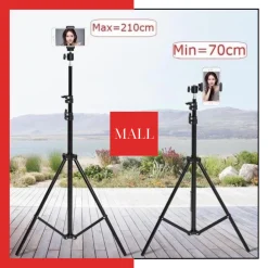 Chân đế đỡ livestream gậy 3 chân chụp hình cao 2 mét có remote bluetooth cho điện thoại và máy ảnh -Đẹp