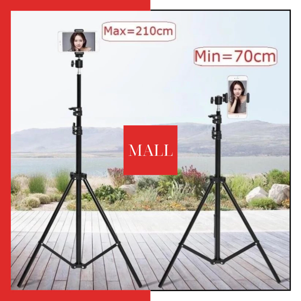 Chân đế đỡ livestream gậy 3 chân chụp hình cao 2 mét có remote bluetooth cho điện thoại và máy ảnh -Đẹp