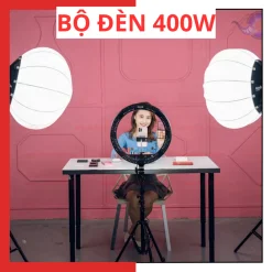 Đèn Chụp Studio Hình Cầu trợ sáng Livestream chụp ảnh quay video bán hàng chuyên nghiệp Bediro BD-400S thế hệ mới