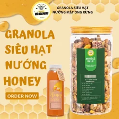 Granola siêu hạt ăn không đường, không yến mạch nướng mật ong rừng nguyên chất cực tốt (1 hũ 500gr)