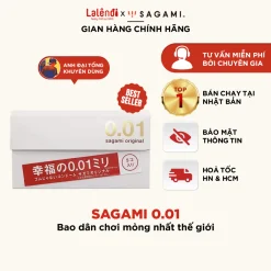 Bao cao su Sagami 001 siêu mỏng nhất thế giới, BCS siêu chân thật từ Nhật Bản (5 bao/hộp) Lalendi Store