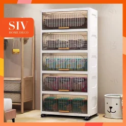 Chiều dài 40cm SIV Tủ Nhựa Đựng 3/4/5/6 tầng Trong suốt làm dày công suất lớn tủ bếp Đa Năng