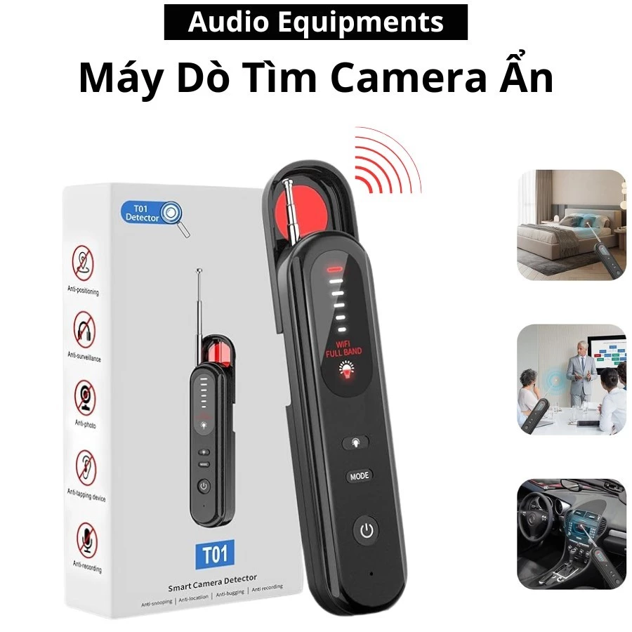 Thiết Bị Dò Tìm Camera Ẩn T01, Phát Hiện Mọi Ngóc Ngách, Báo Động, Khóa Chính Xác Nhiều CAMERA