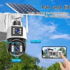 Camera Năng Lượng Mặt Trời SIM 4G 2 Mắt 8.0MPX 4K, Đàm Thoại 2 Chiều, Đêm Có Màu, Xoay 360 Độ