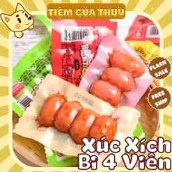 Xúc Xích Sụn Gà Gói 4 Viên Bi Mini 4 Vị Tự Chọn, Đồ Ăn Vặt Nội Địa
