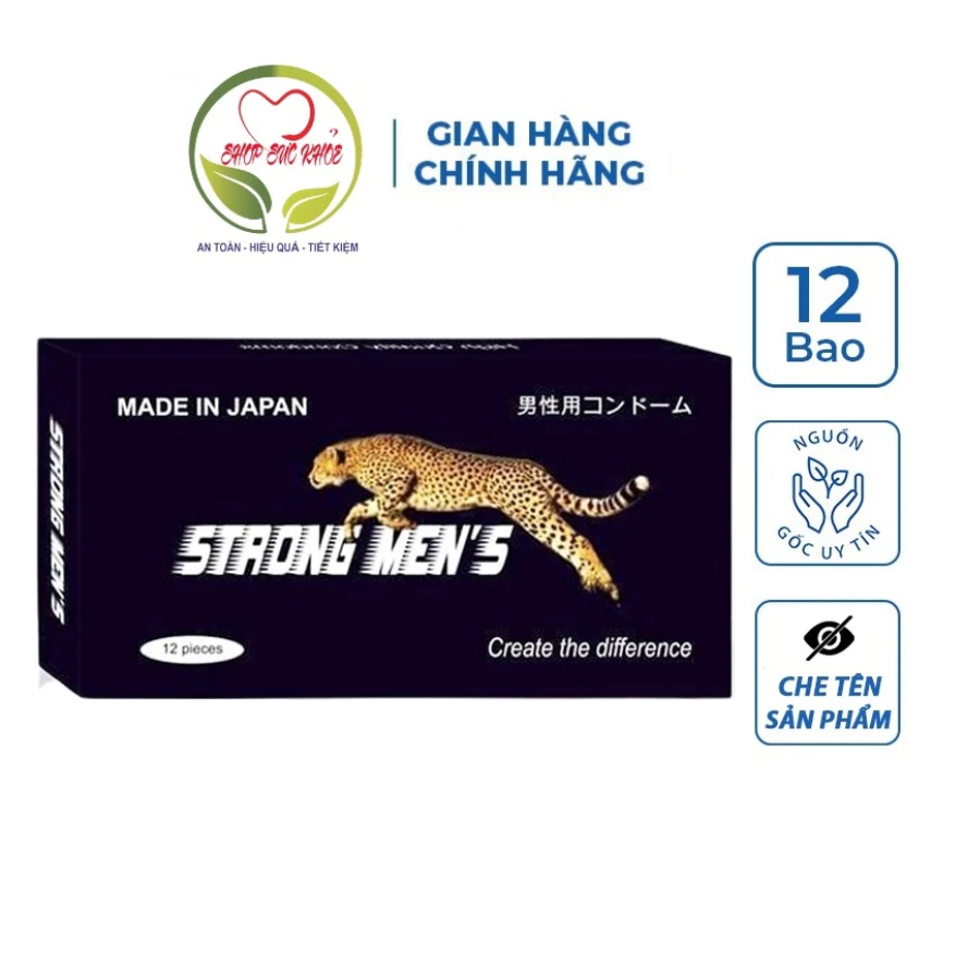 Bao cao su Strongmen's, Michio, Zero O2 Nhật Bản hộp 12 cái, bao cao su gân gai siêu mỏng kéo dài thời gian quan hệ