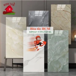 Miếng dán tường giả đá thạch anh cao cấp, xốp nhựa dán tường giả gạch men giá rẻ kích thước 30cmx60cm