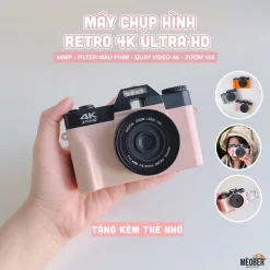 [Tặng thẻ nhớ] Máy Chụp Hình Retro 48MP Quay phim 4K UltraHD - giả lập màu phim, quay video slow-mo, tích hợp wifi