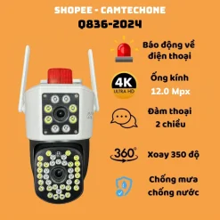 Camera YooSee Q836 2 mắt Xoay 360 Độ siêu nét, Có đèn báo động, Góc rộng - Đàm thoại 2 chiều, phát hiện chuyển động