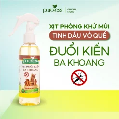 Xịt phòng tinh dầu Sả Chanh, Bạc Hà, Quế, Oải Hương Purevess, thơm phòng, khử mùi, thư giãn