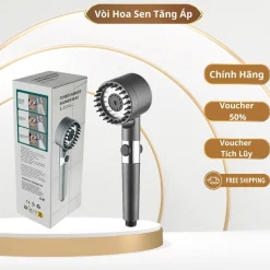 Vòi Hoa Sen, Vòi Nhà Tắm Tăng Áp Lực Nước Chất Liệu Mạ Inox Chống Gỉ Tay Cầm Đen Nhám 4 Chế Độ Xả Nước Tặng Kèm Dây 1,5m