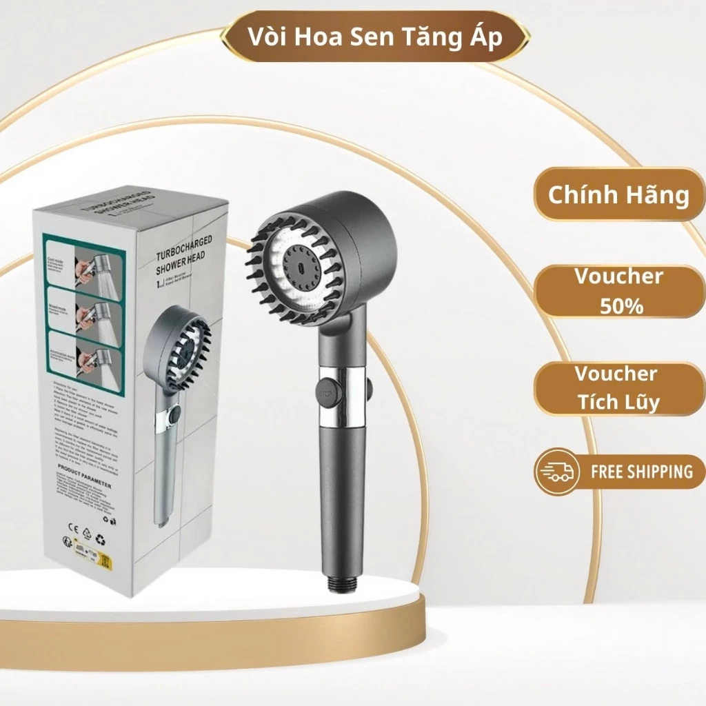 Vòi Hoa Sen, Vòi Nhà Tắm Tăng Áp Lực Nước Chất Liệu Mạ Inox Chống Gỉ Tay Cầm Đen Nhám 4 Chế Độ Xả Nước Tặng Kèm Dây 1,5m
