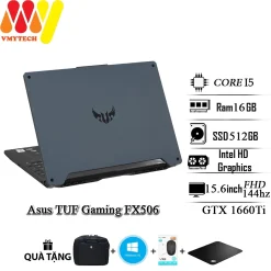 Laptop Gamming Asus TUF FX506, Core i5-10300H, Ram 16GB, SSD 512GB, màn hình 15.6 inch Full HD 144hz, VGA GTX 1660Ti