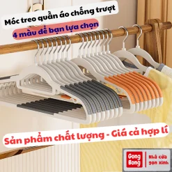 Móc treo quần áo chống trượt đệm cầu vai cao su xoay 360 đa năng chất nhựa cao cấp bền bỉ chịu được vật nặng