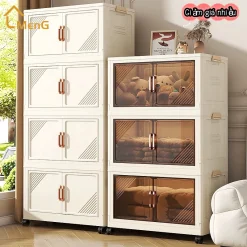 Tủ đựng đồ gấp mới không cần lắp đặt, chịu lực tốt, tủ đẹp, chất liệu nhựa PP mẹ và bé, đựng quần áo và đồ lặt vặt