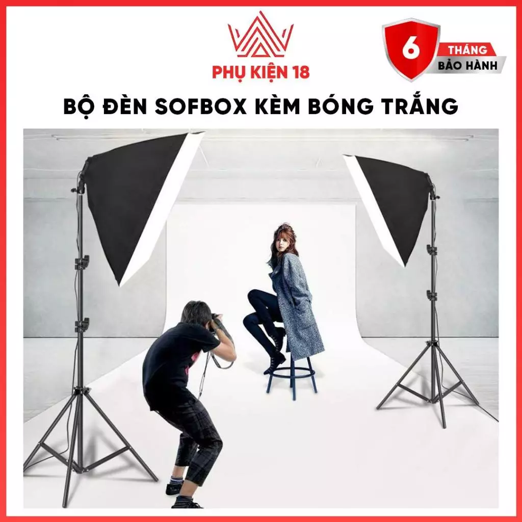 Bộ đèn studio chụp ảnh, quay phim, Livestream chuyên nghiệp, cao 2m softbox 50x70cm-topcity