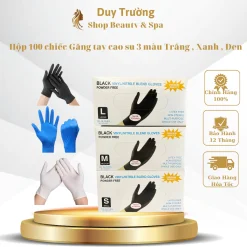 Hộp 100 Chiếc Găng Tay Cao Su pha trộn Vinyl/Nitrile Mầu Đen,Trắng